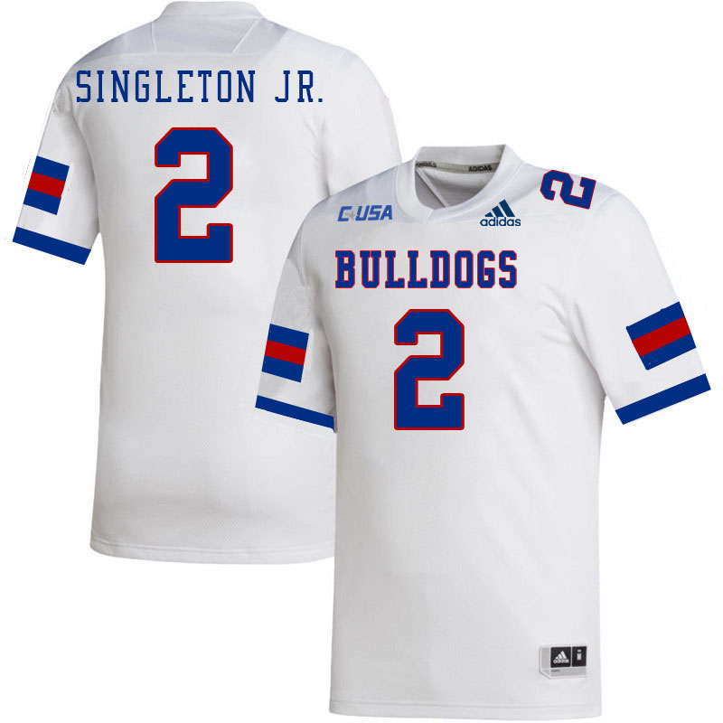 Men-Youth #2 Cecil Singleton Jr. Louisiana Tech Bulldogs 2023 College Football Jerseys Stitched-Whit
